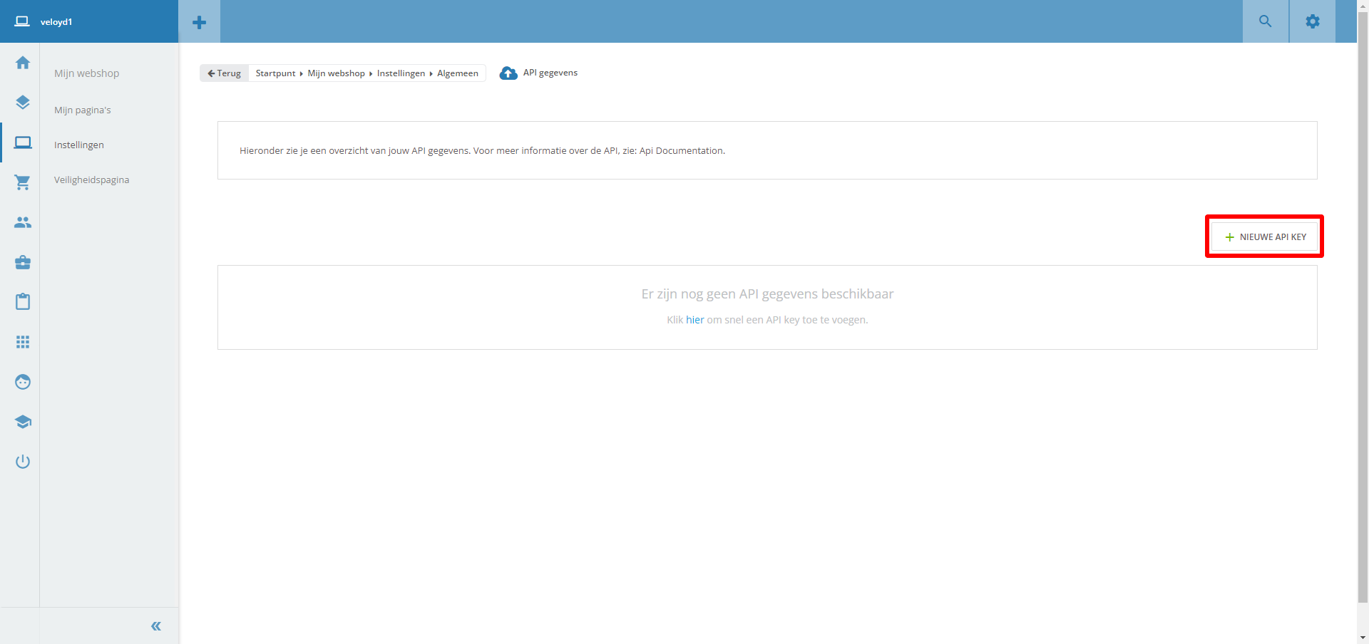 CCV Shop - Nieuwe API key