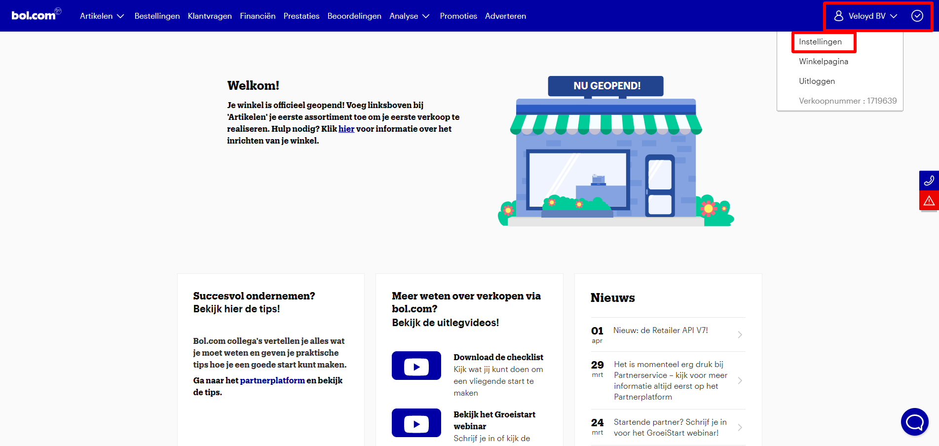 bol com - account instellingen