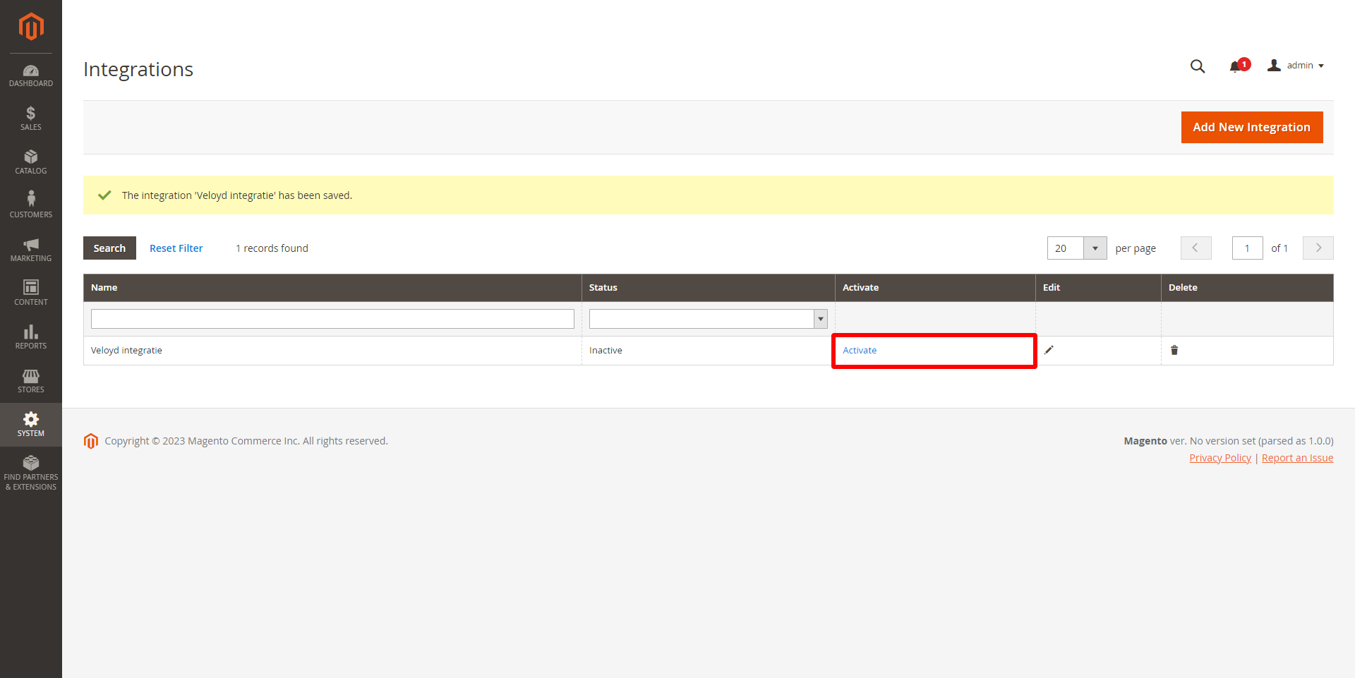 Magento - 5 Veloyd integratie activeren