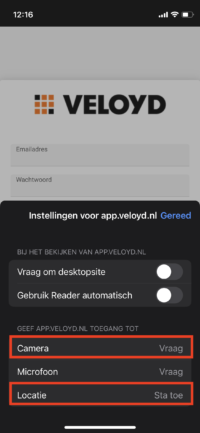 Koerier app 03 iOS camera locatie toestemming 2