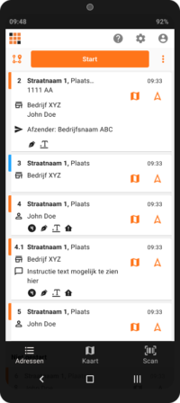 Koerier app adressen
