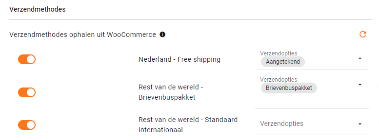 WooCommerce Veloyd ingevulde verzendmethoden