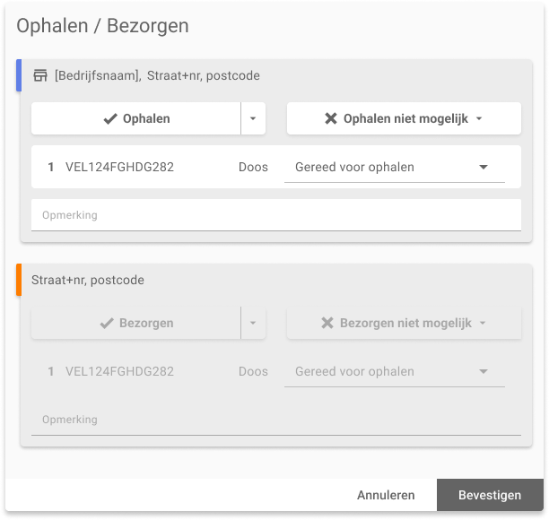 Bezorgrit zonder collo