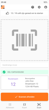 Scan & start koerier app
