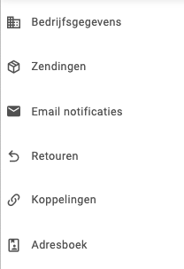 Instellingen menu