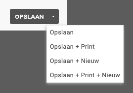 Opslaan en print zending