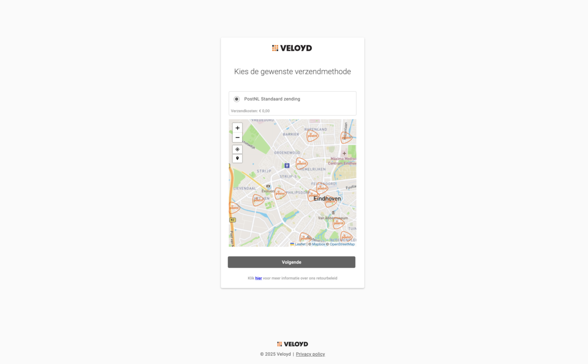 Retourportaal inleverpunt kiezen Retourportaal inleverpunt kiezen