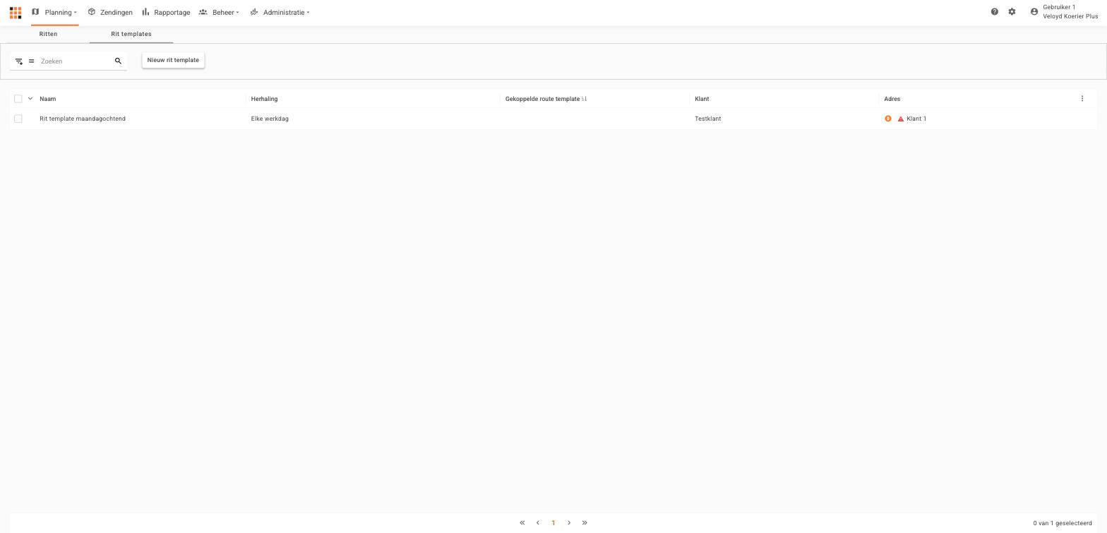 Overzicht van rit templates