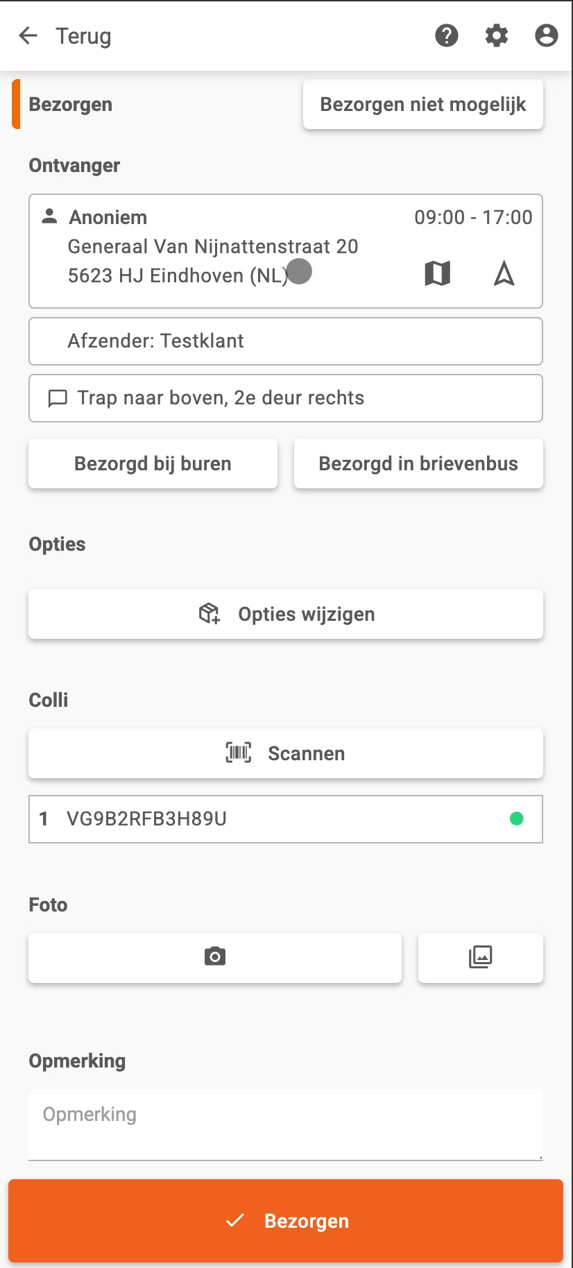 Adres met zichtbare instructies
