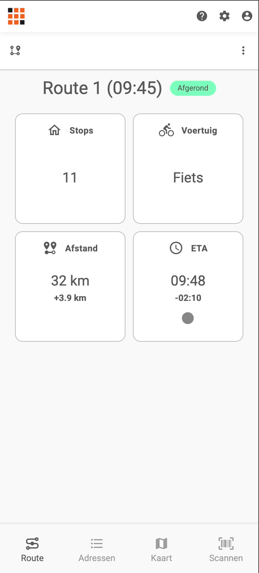 Route afgerond met overzicht