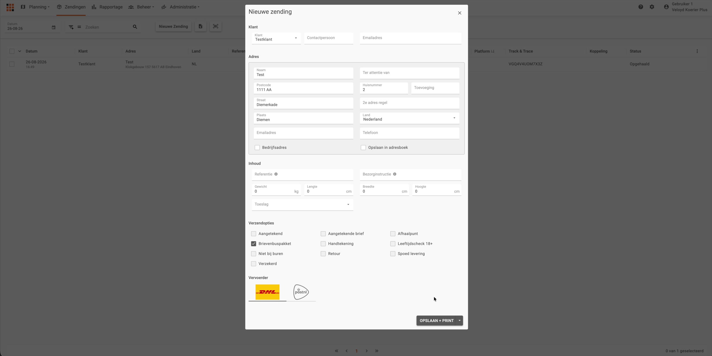 De verzendoptie brievenbuspakket van DHL