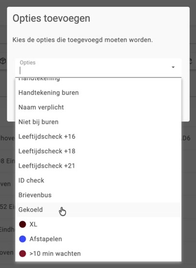 Het popupvenster van een bulkactie met alleen de velden die voor die actie nodig zijn