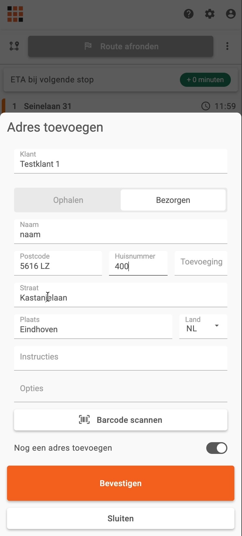 Adres toevoegen: adresgegevens invullen