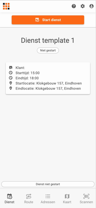 Een dienst die klaarstaat en nog niet gestart is