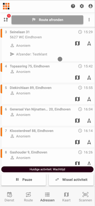 De activiteit Wachttijd is actief en de rest van de app is vergrendeld