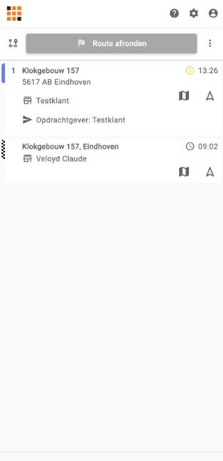 Gestarte route met de knop Route afronden