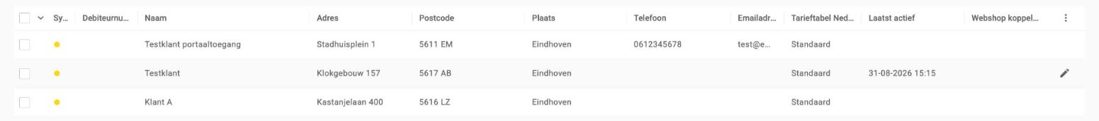 Het pennetje dat rechts in de klantregel verschijnt om een klant te bewerken