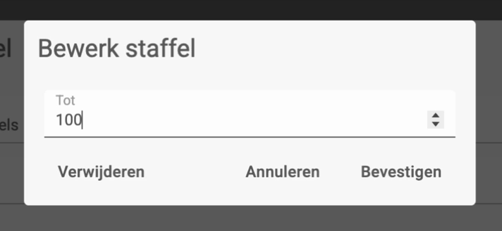 De dialoog Bewerk staffel met het veld Tot