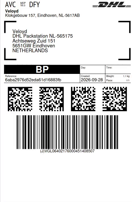 Label voor een afhaalpunt: DHL Packstation als bezorgadres